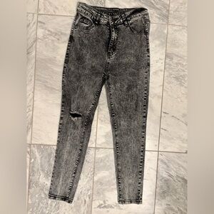 Women's Black Acid Wash Jeans